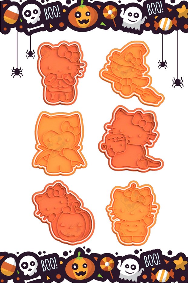 Hello Kitty Halloween Halloween Cookie Mold 6 Patterns 6 Cutter Set