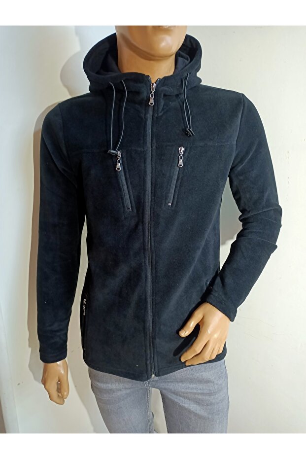 Kapşonlu Fermuarlı Polar - 1