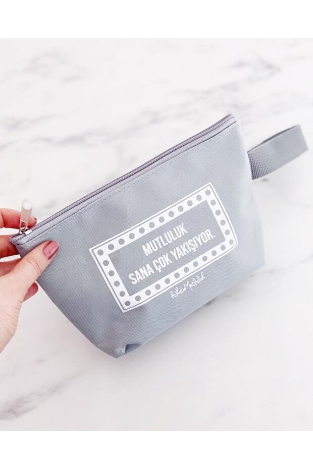Gray Happiness Approaches You Very Much Zipper Bag