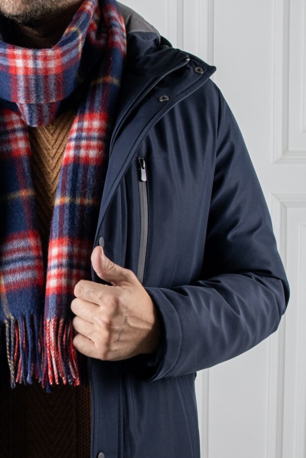 Kapüşonlu Lacivert Kaban - 2