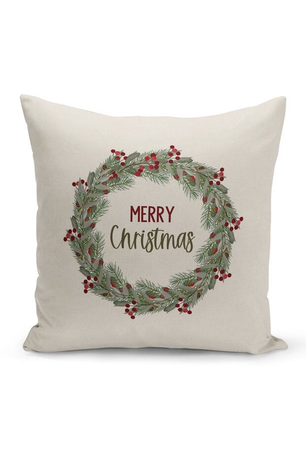 New Year Christmas Pattern Double Sided Digital Printed Throw Pillow Cover