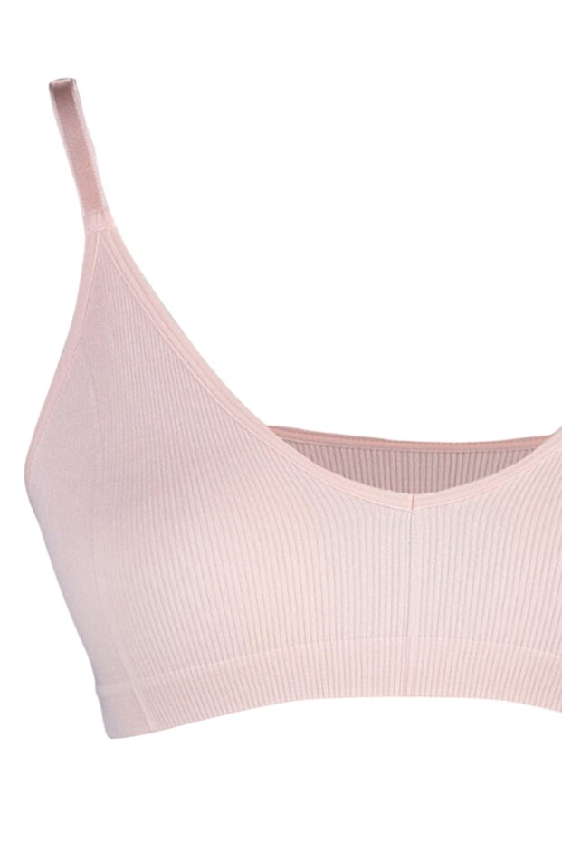 Pudra Seamless/Dikişsiz Balensiz Kapsız Askılı Bralette Örme Sütyen THMAW22SU0030 - 10