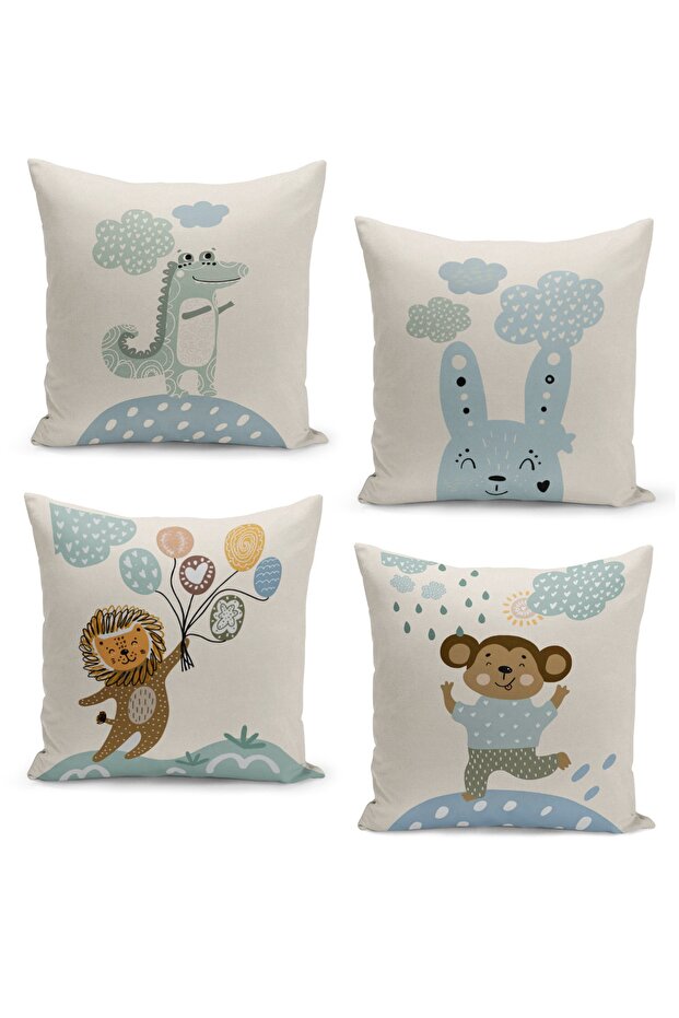 4-Piece Throw Pillow Cover Set Kids Baby Room Digital Printed