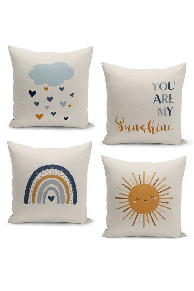 4-Piece Throw Pillow Cover Set Kids Baby Room Digital Printed