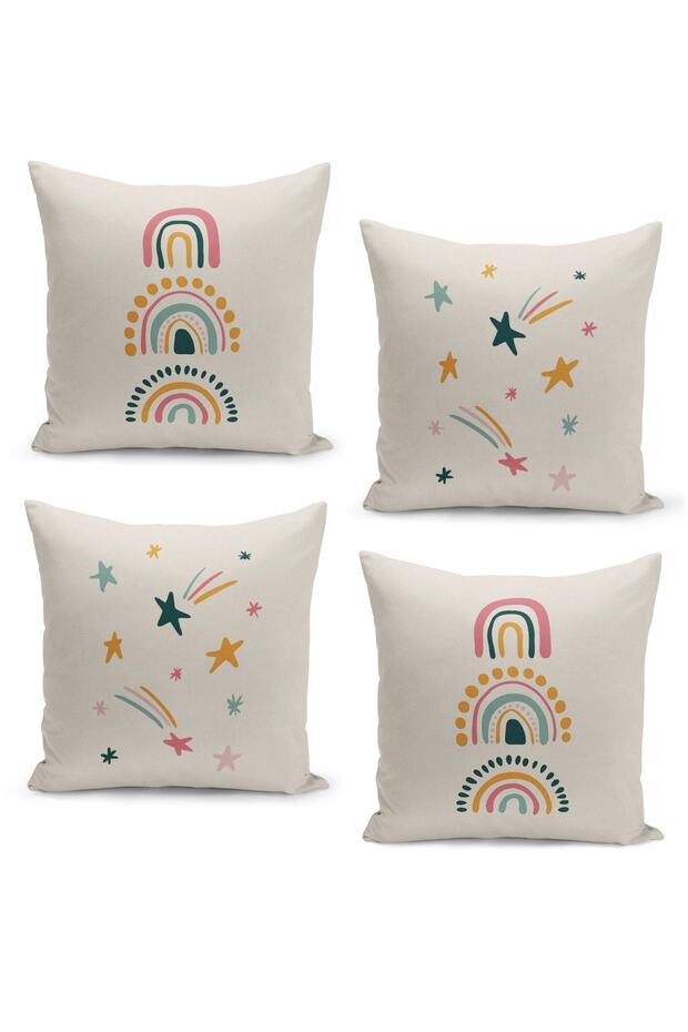 4-Piece Digital Printed Throw Pillow Cover Set for Children Baby