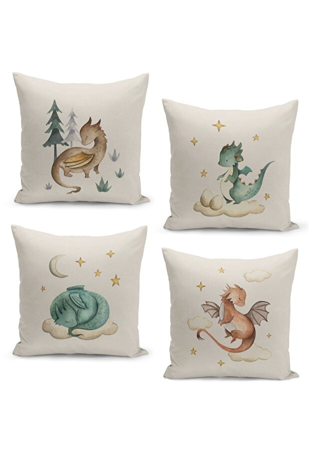 4-Piece Throw Pillow Cover Set Kids Baby Room Digital Printed