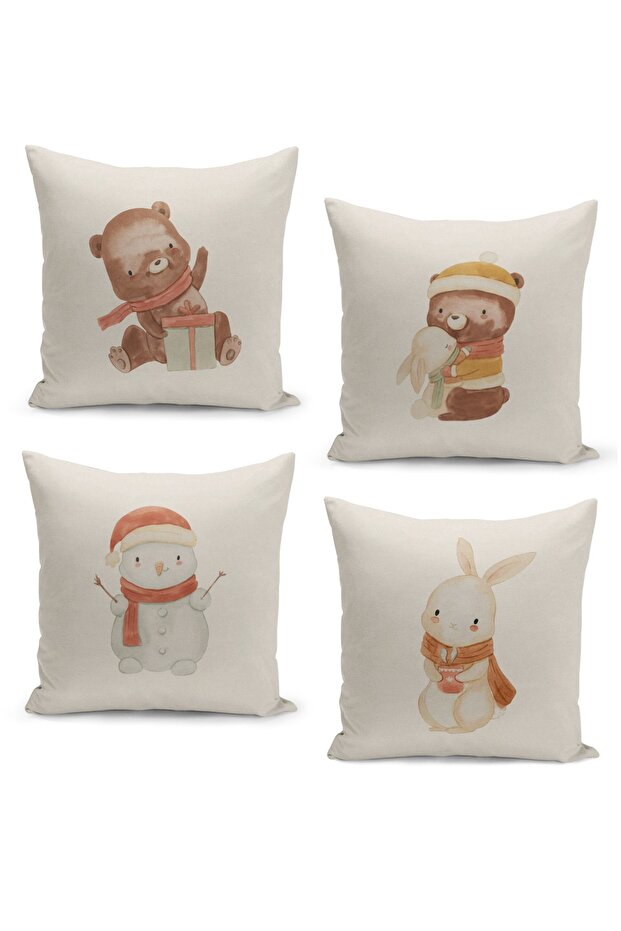 4-Piece Throw Pillow Cover Set Kids Baby Room Digital Printed