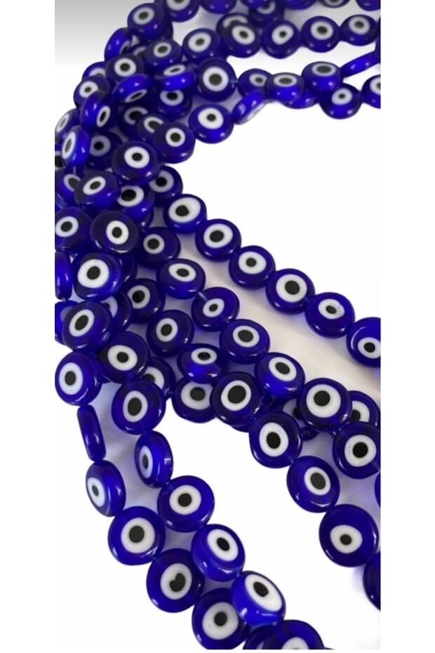 Flat Glass Evil Eye Bead String 10 Mm