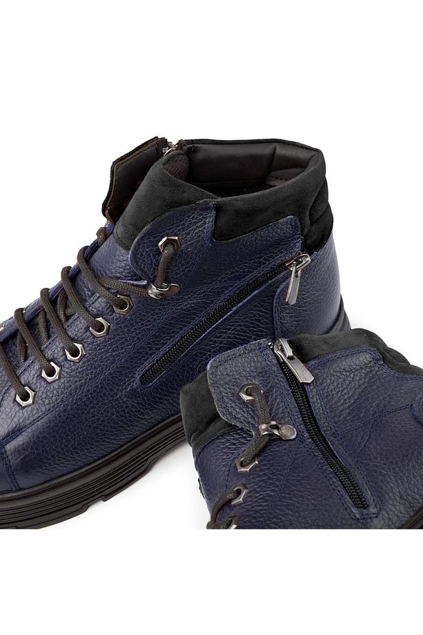 Ankle Hakiki Deri Bağcıklı Kauçuk Taban Erkek Bot, Fermuarlı Bot - 3