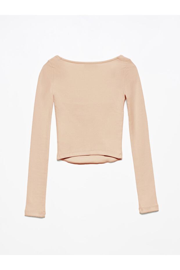 3700 Ribbed Long Sleeve Top-camel