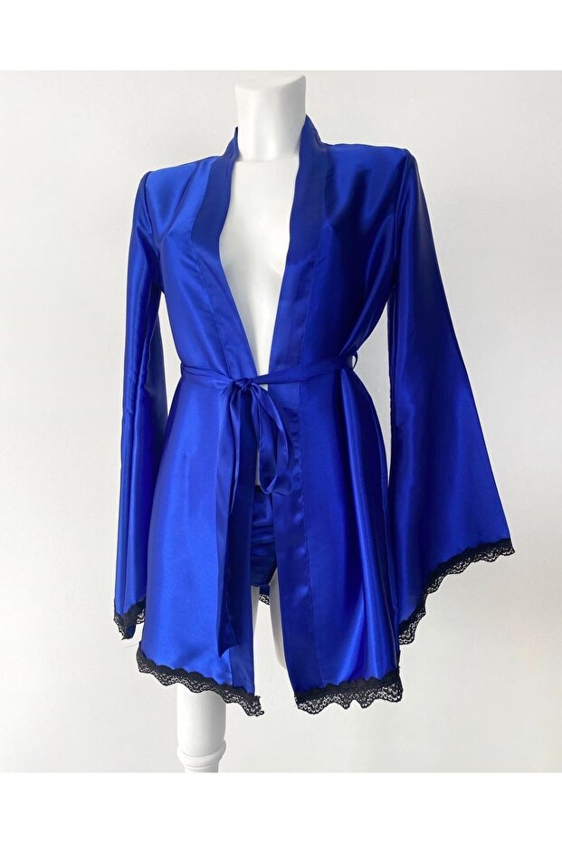 Fancy Mini Satin Dressing Gown - 3