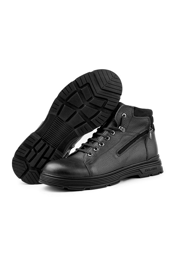 Ankle Hakiki Deri Bağcıklı Kauçuk Taban Erkek Bot, Fermuarlı Bot - 2