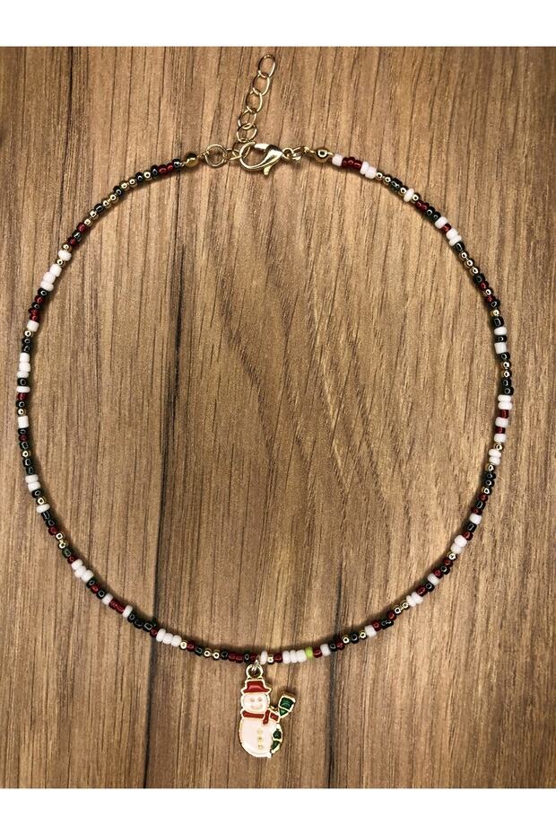 New Year's New Year Concept Snowman Pendant Special Design Christmas Sand Bead Necklace