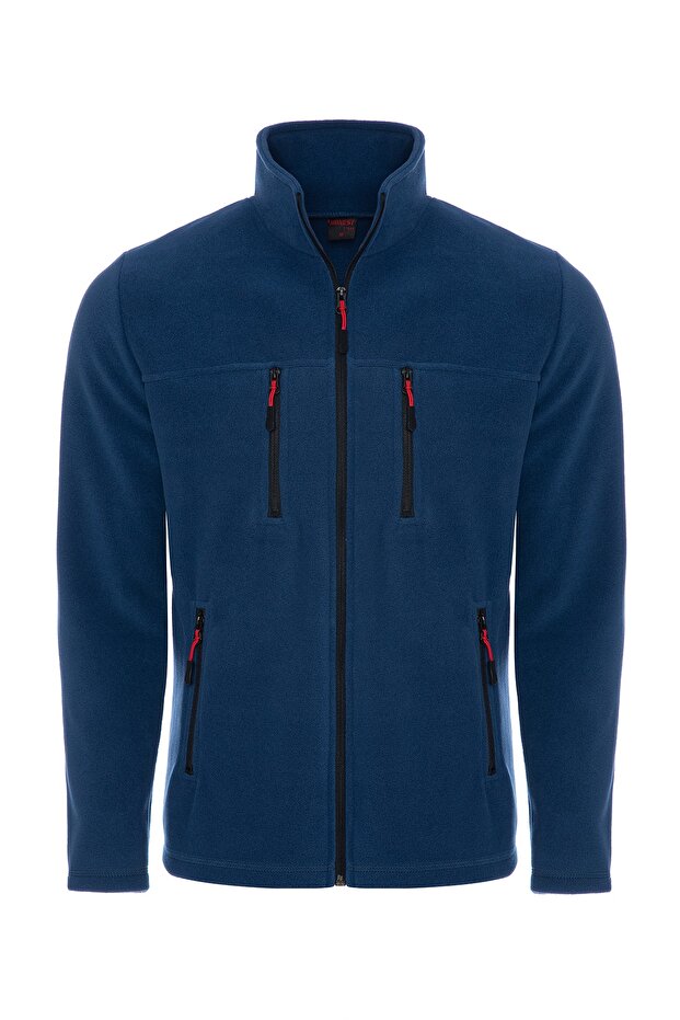 Unisex Indigo 4 Pockets Zipped Crown Model Outdoor Polar