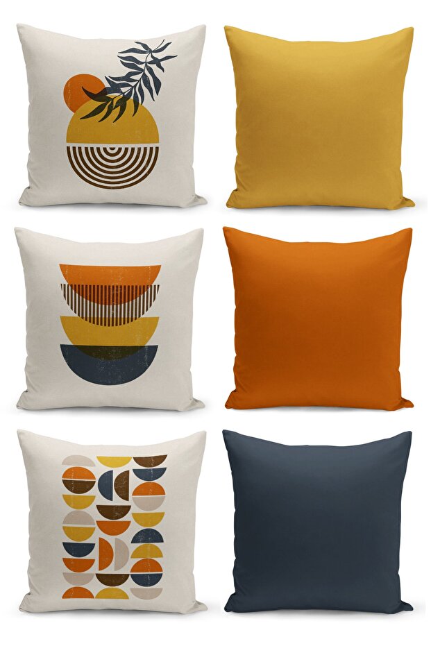 Set of 6 Throw Pillow Cases, Double Sided Digital Printed