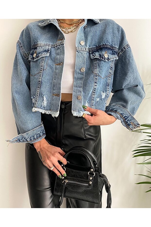 Crop Denim Ceket - 2