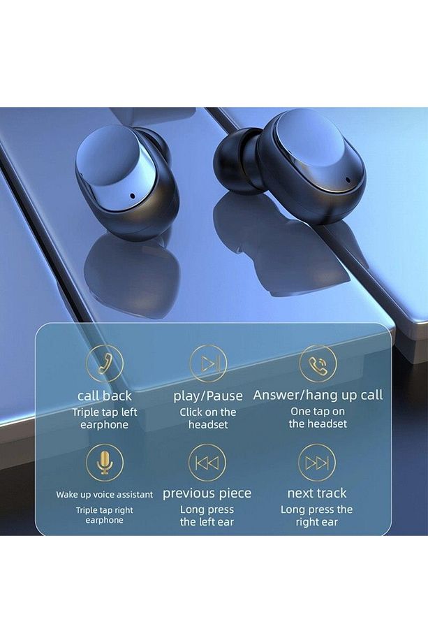 Y60 Tws Bluetooth 5.1 Kulaklık Kablosuz Ios / Android Için Mikrofonlu Kulaklık Siyah - 4