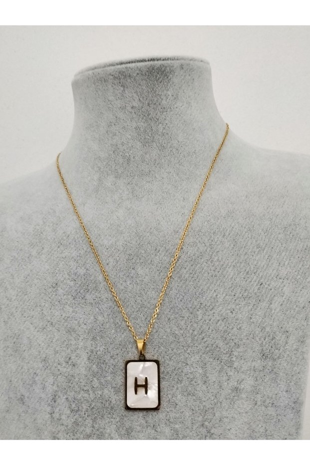Women's Pearl Stone Steel Letter Necklace