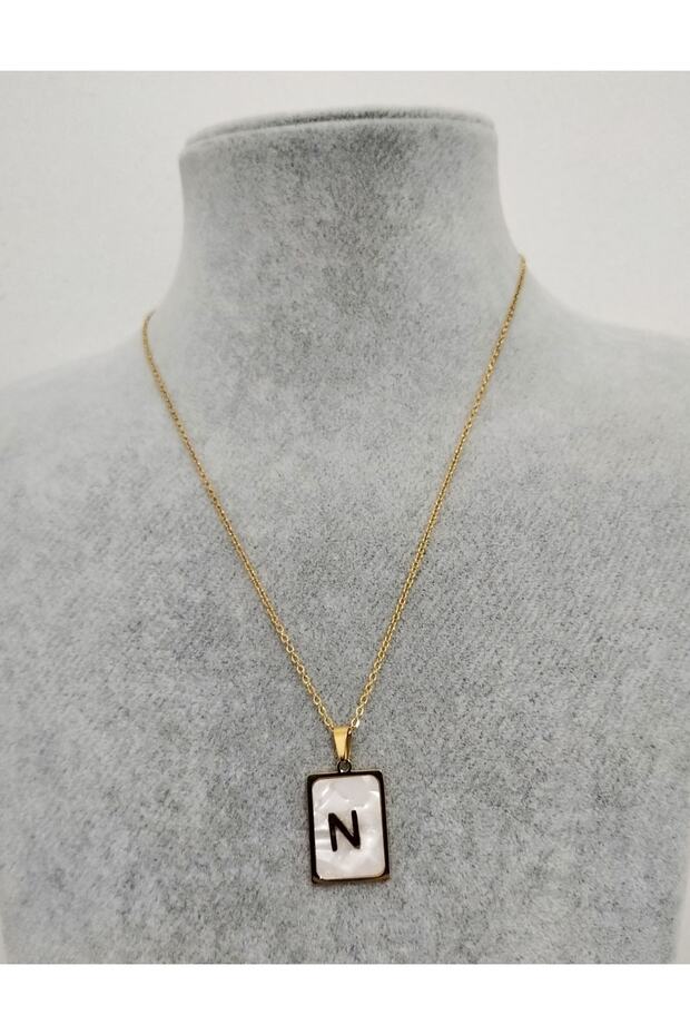 Women's Pearl Stone Steel Letter Necklace