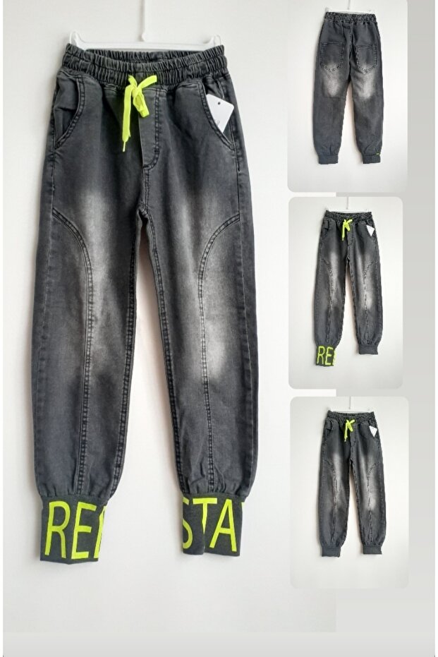 Black Jean Cotton High Waist Relaxed Cut Children's Jeans with Side and Back Pockets