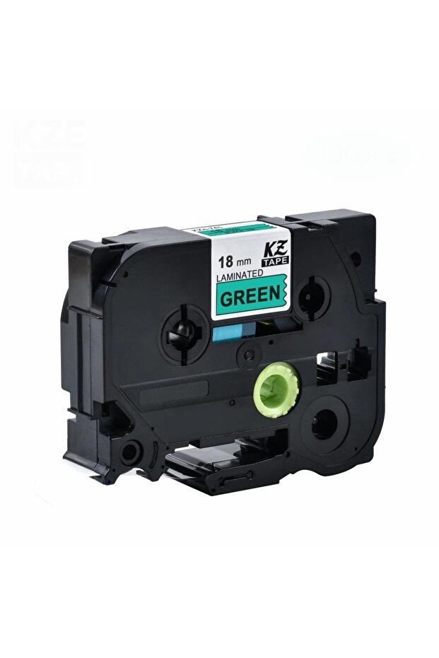 Brother Tze-741 18 Mm X 8m Black Laminated Label Equivalent on Green