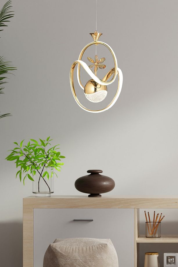 Modern Tekli Sarkıt Power Led Avize Concept Ürün Gold Sarı Ledli Avize - 2