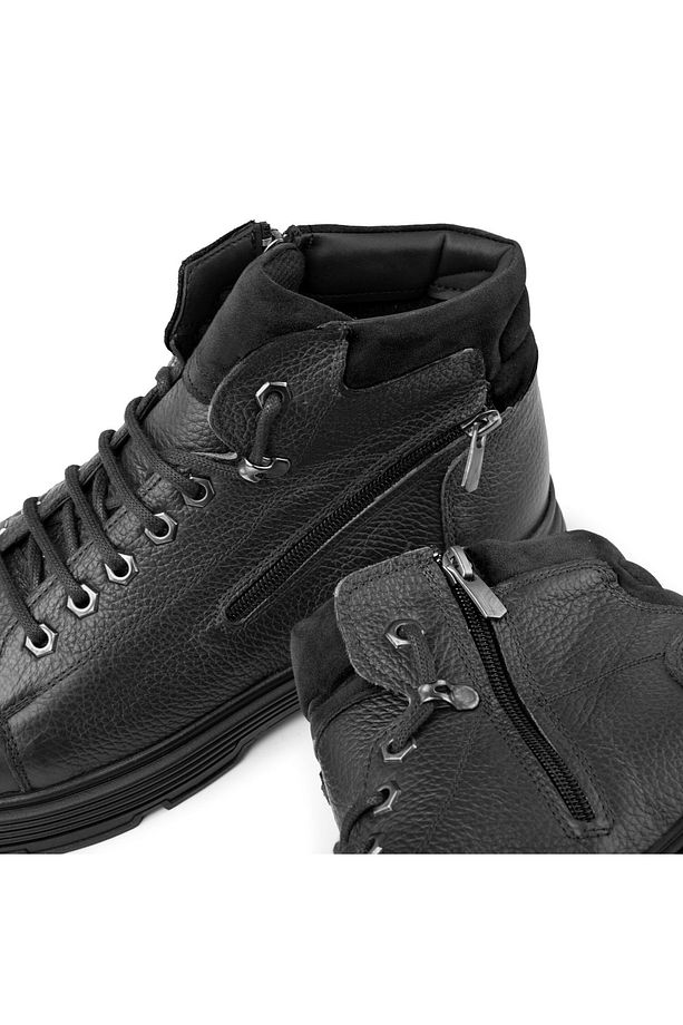 Ankle Hakiki Deri Bağcıklı Kauçuk Taban Erkek Bot, Fermuarlı Bot - 3