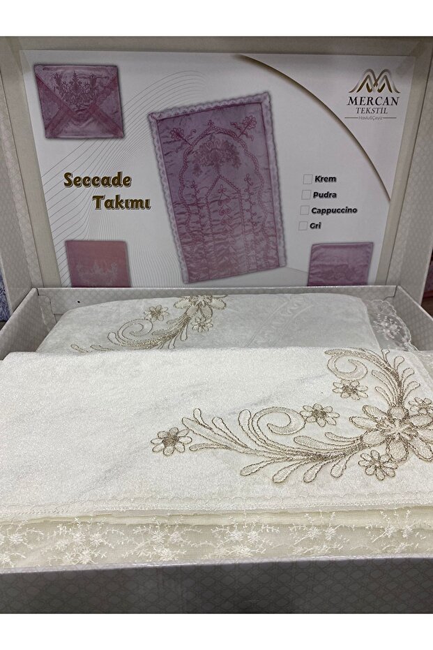 Laseli Seccade Takımı - Krem - 1