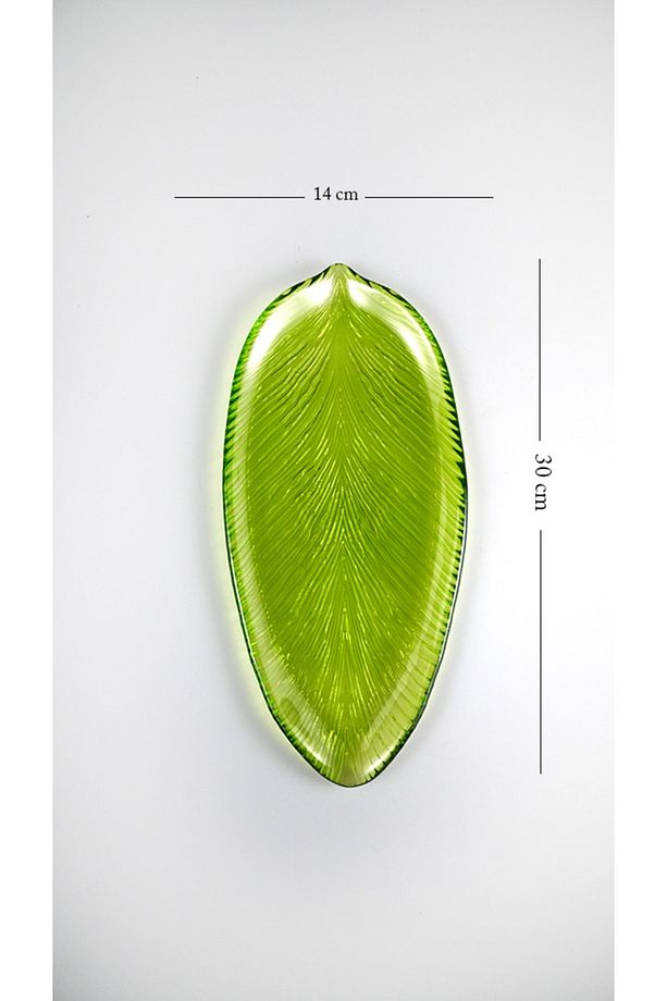 Cam Yaprak Servis Sunum Tabağı Yeşil 30 Cm Tekli(1 ADET) - 4