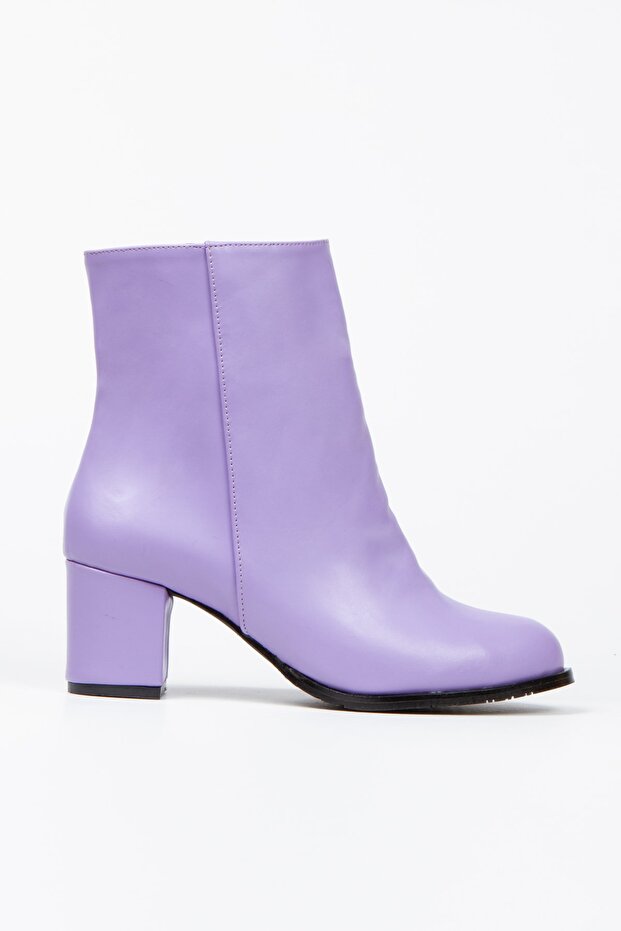 Feli Lila Ithal Deri Kalın Ökçe Bot - 1