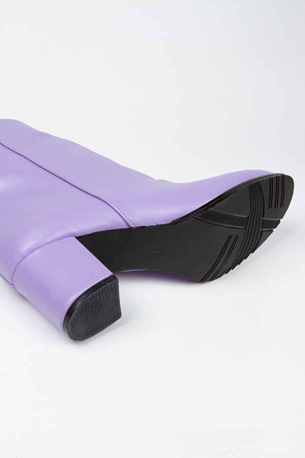Feli Lila Ithal Deri Kalın Ökçe Bot - 7