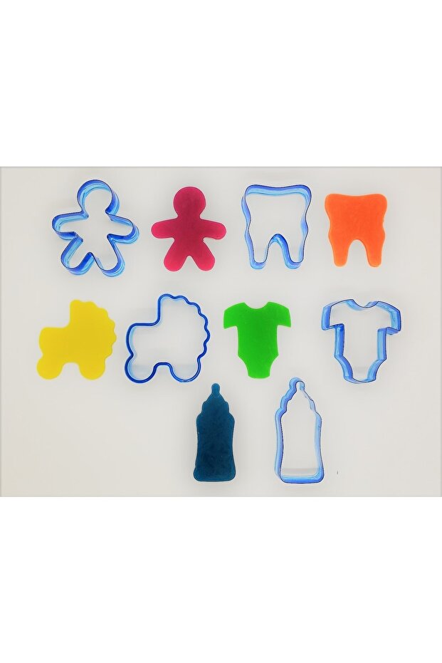 Baby New Birth Themed 5-Piece Polycarbonate Kopat Cookie Mold Set - Baby, teeth, stroller, diaper, bottle
