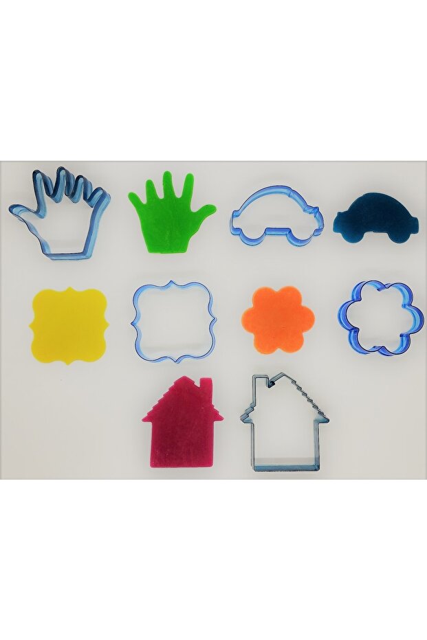 Domestic Set of 5 Polycarbonate Kopat Cookie Molds - Hand, car, square frame, flower, house