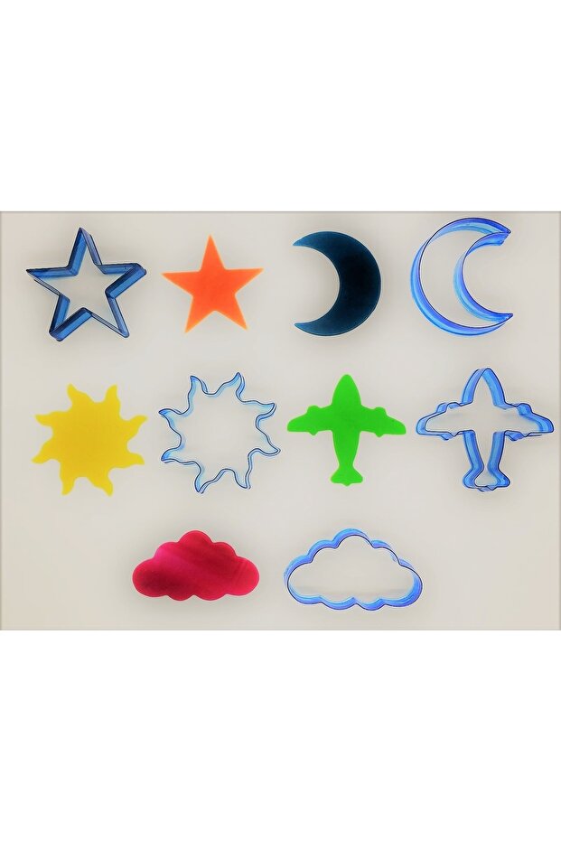 Sky Set of 5 Polycarbonate Kopat Cookie Molds - Star, Moon, Sun, Cloud, Airplane