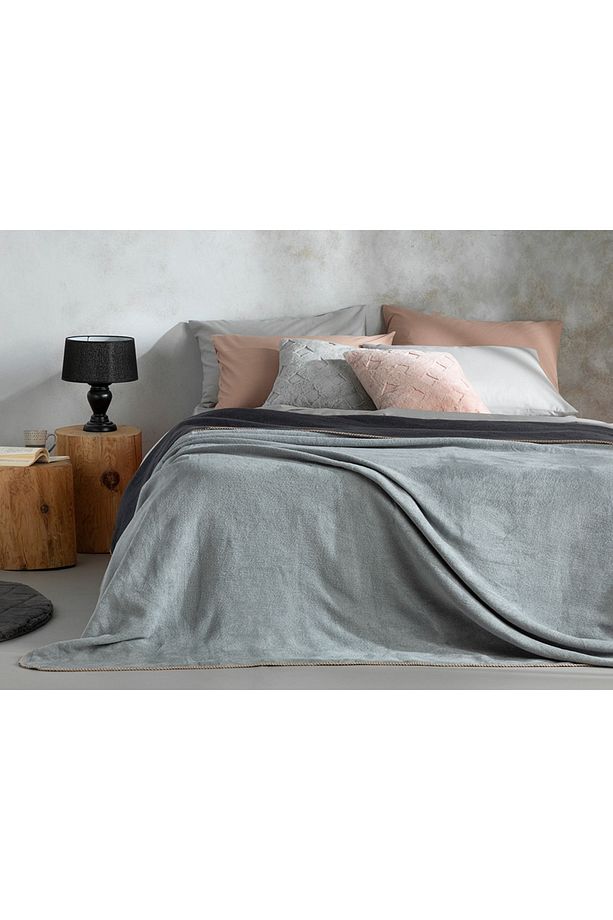 Plain Pamuklu Tek Kişilik Battaniye 150x200 Cm Gri-antrasit - 1