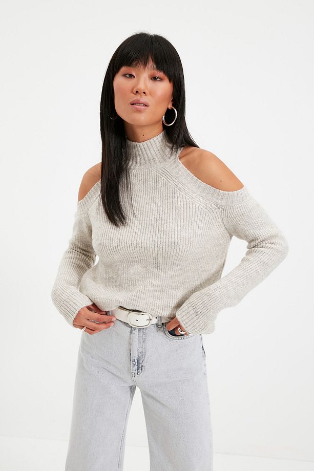 Taş Simli Pencere/Cut Out Detaylı Triko Kazak TWOAW20XS0006 - 1