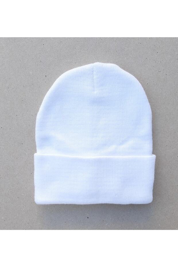 قبعة محبوكة من الصوف الأساسي بلون واحد - 1