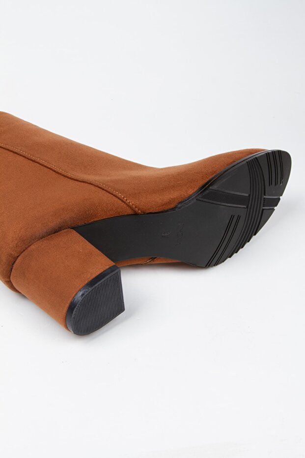 Feli Taba Lüks Süet Kalın Ökçe Bot - 7