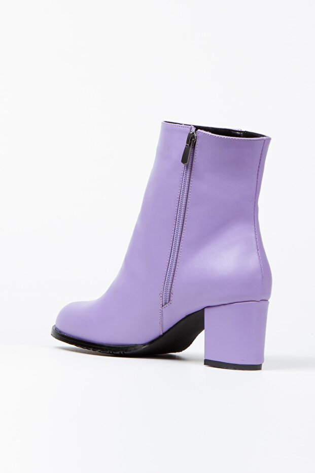 Feli Lila Ithal Deri Kalın Ökçe Bot - 5