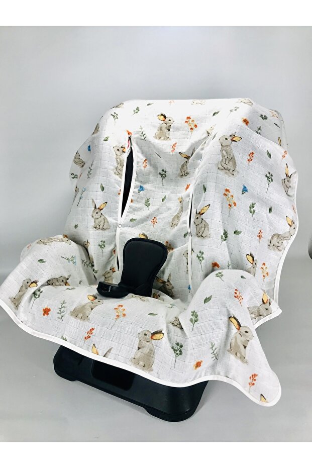 غطاء عربة الأطفال لمقعد السيارة من الموسلين مرن