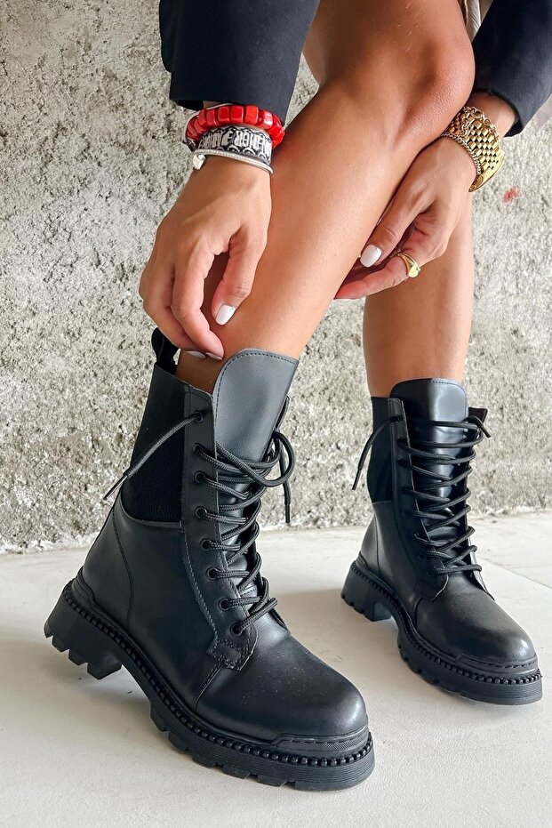 حذاء بارك جلد أسود - 2