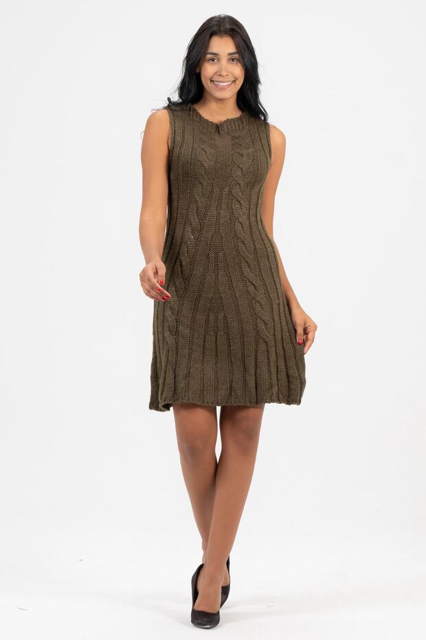 Haki Triko Elbise - 1