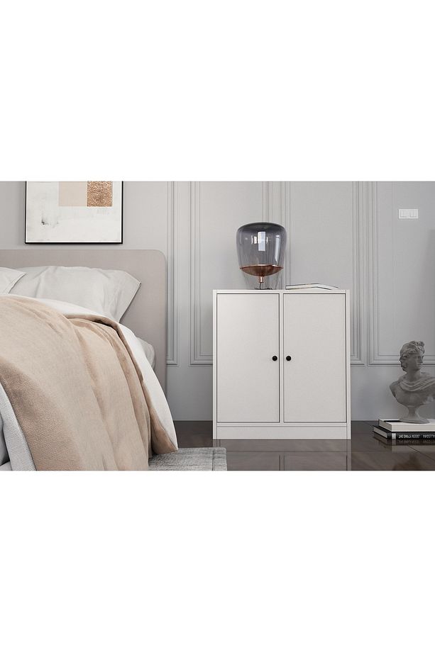 Raflı Iki Kapaklı Beyaz Komodin Çıtasız Kmd-1029-ç - 1