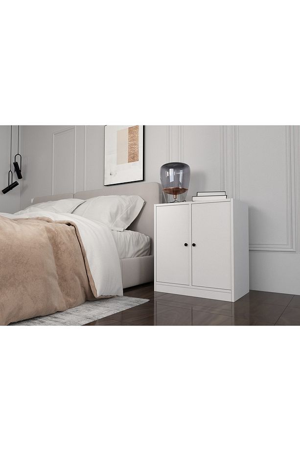 Raflı Iki Kapaklı Beyaz Komodin Çıtasız Kmd-1029-ç - 2