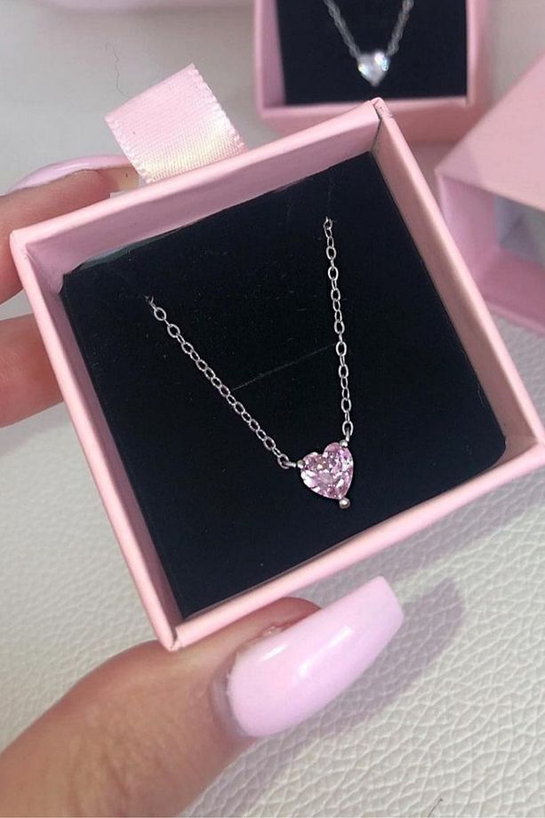 1 Karat Pembe Kalp Kolye - 1