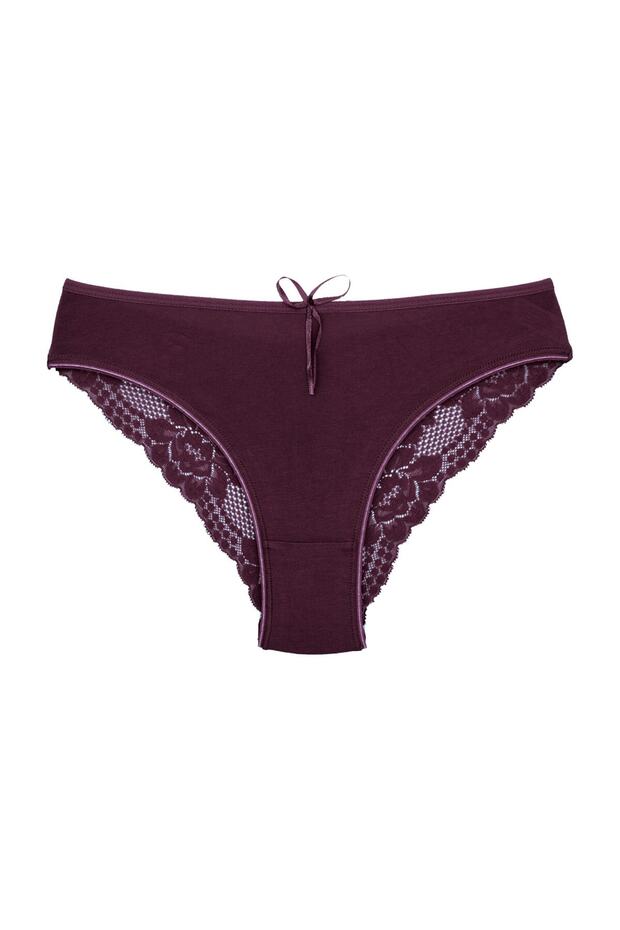 Purple Cotton Lace Back Women's Panties