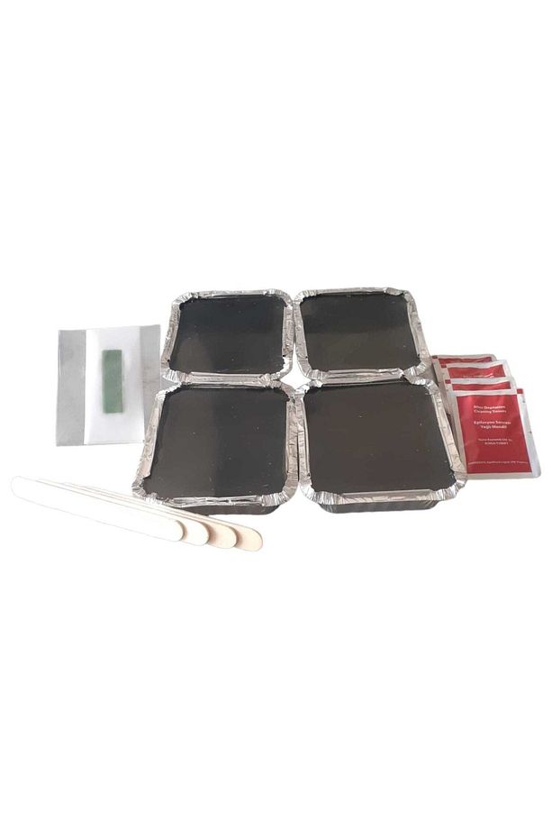Kalıp Ağda Siyah/black 250 Gr. 4 Adet 4adet Spatula 4 Ad.tem.mendili, Yüz Ağda Bandı Hediyeli - 1