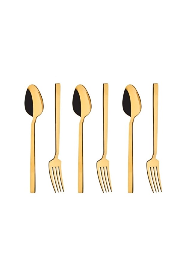 Titanium Gold 6 Dessert Forks 6 Dessert Spoons