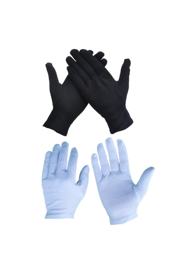 White and Black Color Waiter Marching Band Ceremony Pandomim Show Merasim Gloves 2 Pairs