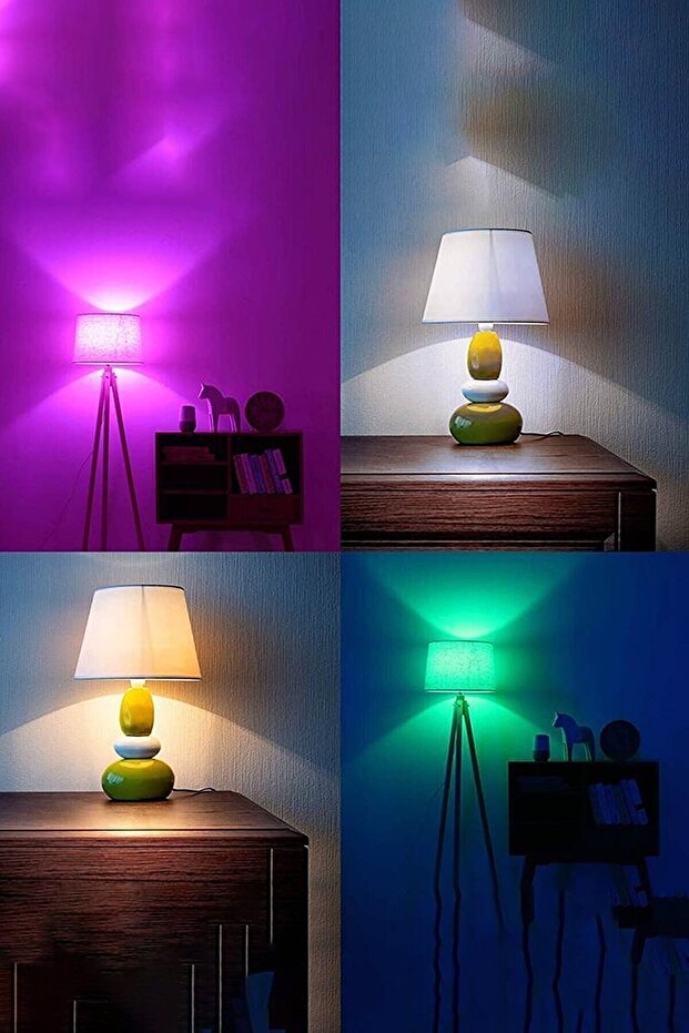 Rgb Kumandalı Renkli Led Ampul 9 Watt Işık Şiddeti Ayarlanabilir/kısılabilir Çok Renkli 3 Adet - 3
